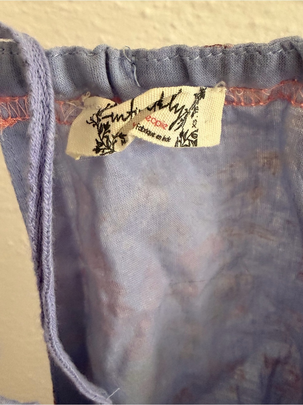 Free People Intimately Tangled Lights Pajama Set XS Blue Floral Ruffle Boho. - Picture 7 of 9